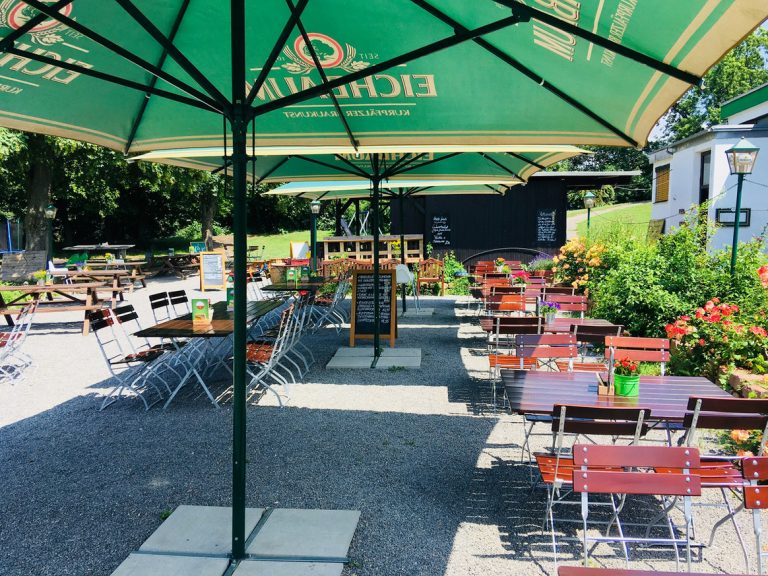 Heimkabine Biergarten im süden Heidelberg